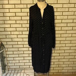 Black Polka Dot Long Sleeve Shirt Dress
